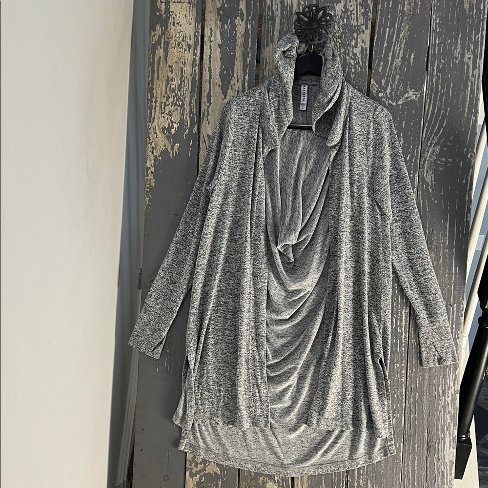 Athleta Heather Gray Open Hooded Knit Cardigan Size S